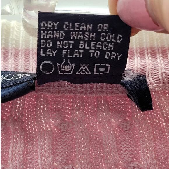 Karen Kane Golf Pink Cream Preppy Old Money Cable Knit Cardigan Jacket Sweater - Picture 10 of 11